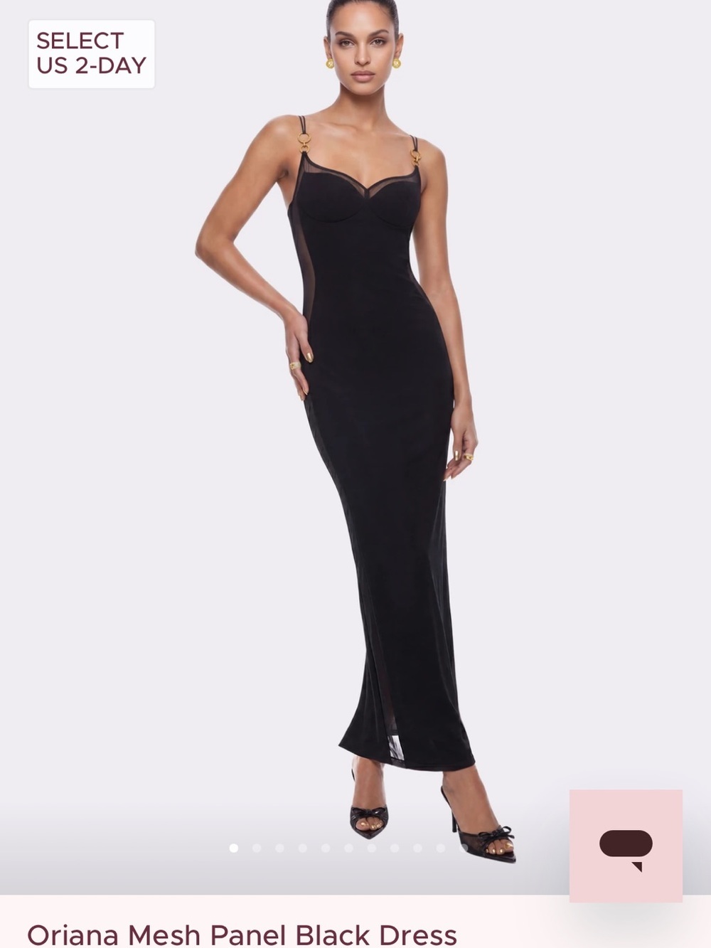 Nana Jacqueline Black Maxi Dress with Gold Accent Straps